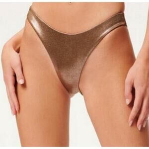 NEW Good American 3 Large Better Bikini Swim Bottom Mocha Foil Moderate Cover‎